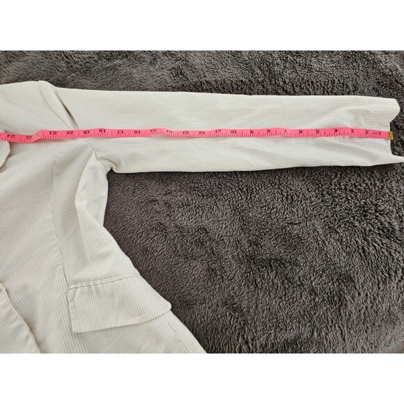 H&M White And Cream Striped Women's Suit Blazer Jacket Size 4 European Size 34 - Picture 15 of 15
